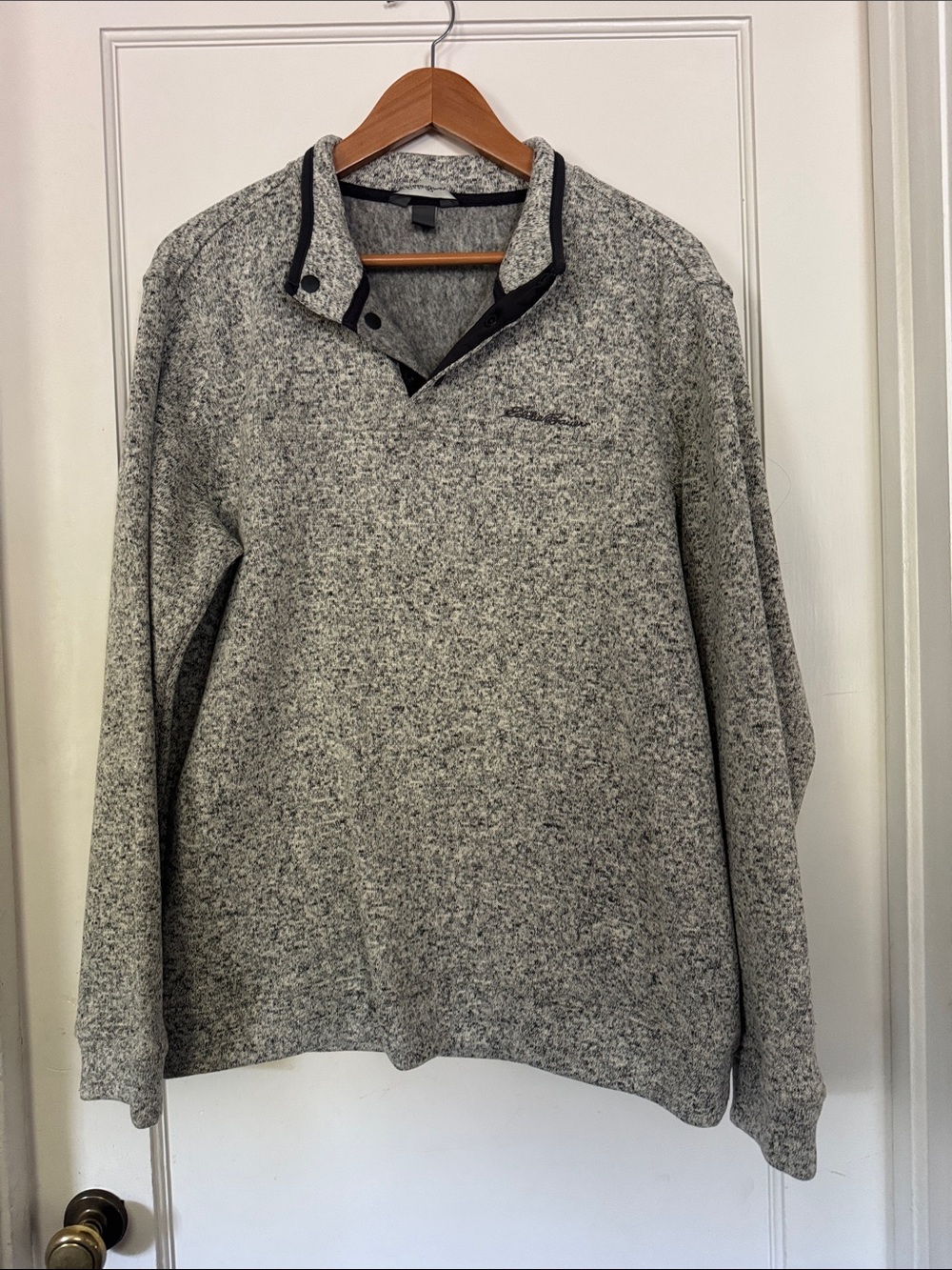 Eddie Bauer Grey Heather Zip-Neck Sweater